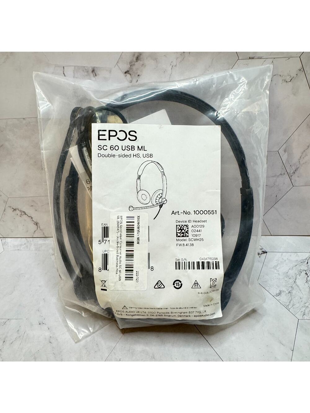 NEW Epos Sennheiser Headset SC 60 USB ML Double-Sided On Ear Black #1000551